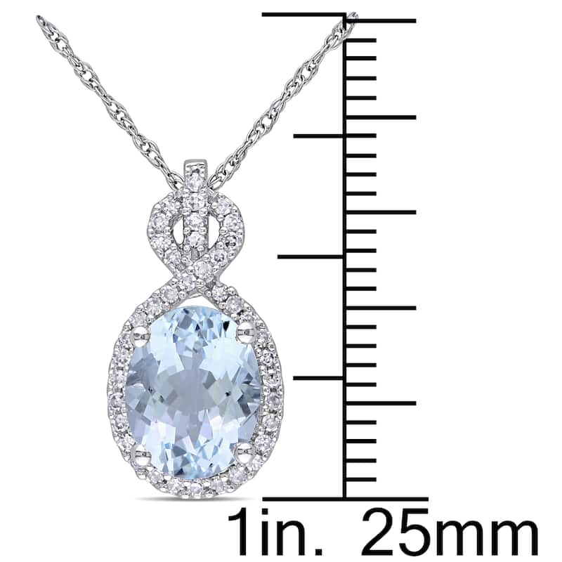 Miadora 10k White Gold Aquamarine and 1/6ct TDW Diamond Infinity Necklace (G-H, I1-I2) - Blue