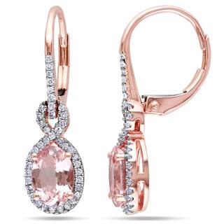 Morganite Gemstone Earrings For Less Miadora 10k Rose Gold Morganite And 1 4ct Tdw Diamond Earrings G H I1
