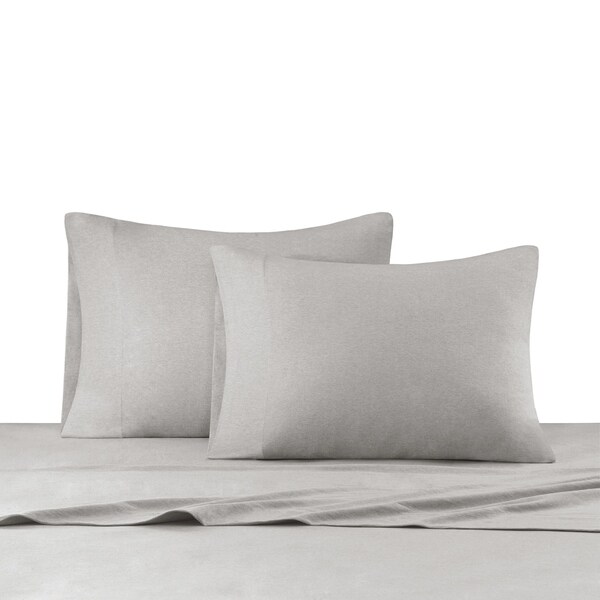 Basics Heather Cotton Jersey Bed Sheet Set Light Grey Full