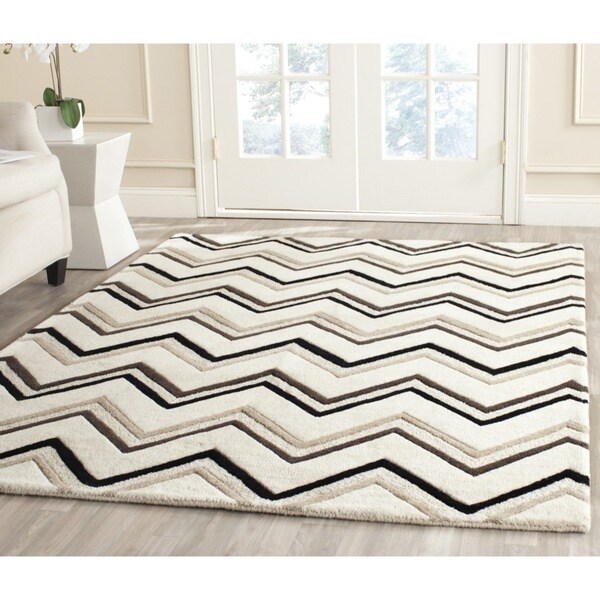 Safavieh Handmade Moroccan Cambridge Ivory/ Black Wool Rug - 9' x 12'