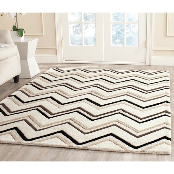 Safavieh Handmade Moroccan Cambridge Ivory/ Black Wool Rug - 9' x 12'