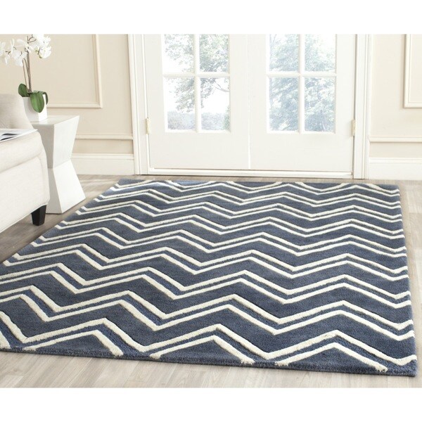 Safavieh Handmade Moroccan Cambridge Navy/ Ivory Wool Rug - 9' x 12'
