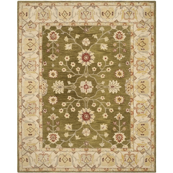 Safavieh Handmade Anatolia Classic Oriental Moss Green/ Ivory Hand-spun Wool Rug - 9' x 12'