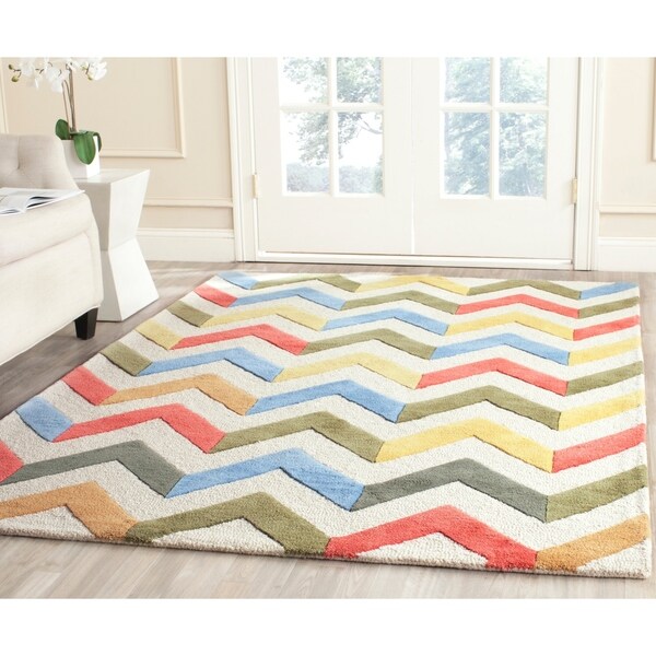 Safavieh Handmade Moroccan Cambridge Ivory/ Multi Wool Rug - 9' x 12'