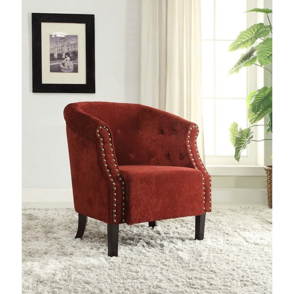 Shop Linon Jerome Dark Red Contemporary Club Chair with Nail Head Trim