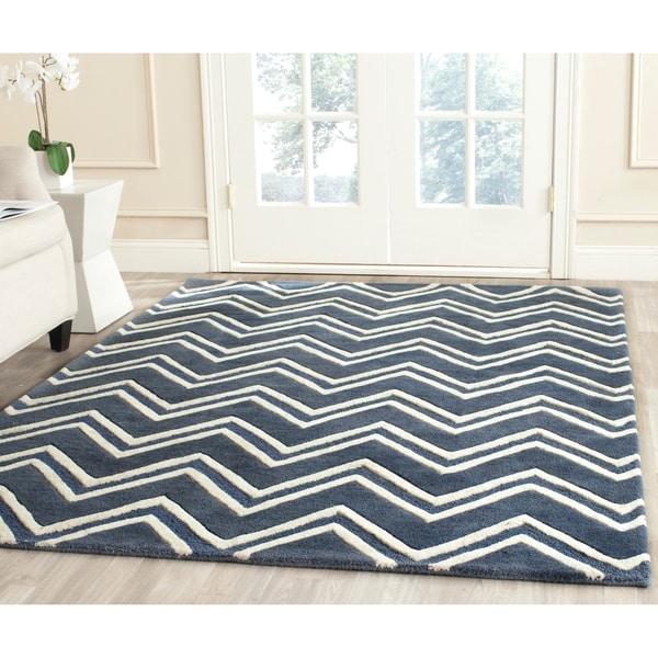 Safavieh Handmade Moroccan Cambridge Navy/ Ivory Wool Rug - 8' x 10'