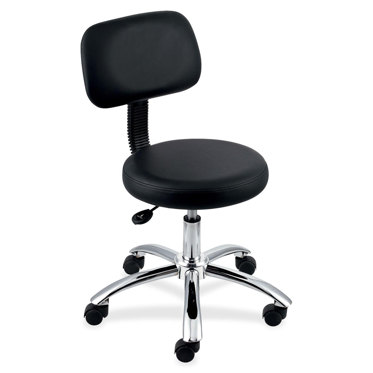Lorell Round Black Stool with Back
