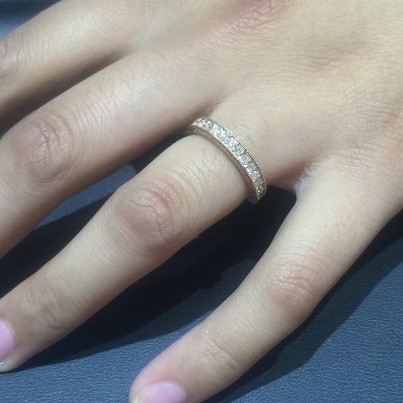 14k Rose Gold 1/2ct TDW Hand Engraved Vintage Style Diamond Band Ring
