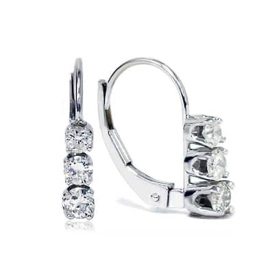 Pompeii3 14k White Gold 1/2ct TDW Diamond Leverback Earrings