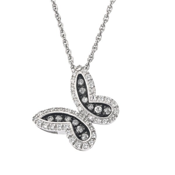 Silvermist Sterling Silver 1 3ct Tdw Grey And White Diamond Silvermist Sterling Silver 1 3ct Tdw Grey And White Diamond Erfly Necklace By Ever One