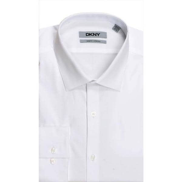 Shop DKNY Slim Fit Natural Cotton Stretch Pinpoint White  