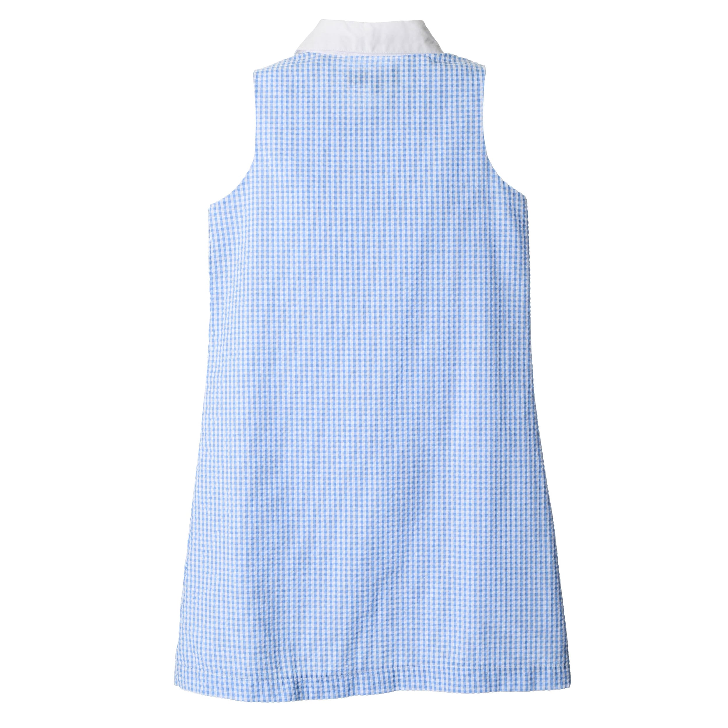 blue and white checkered dress
