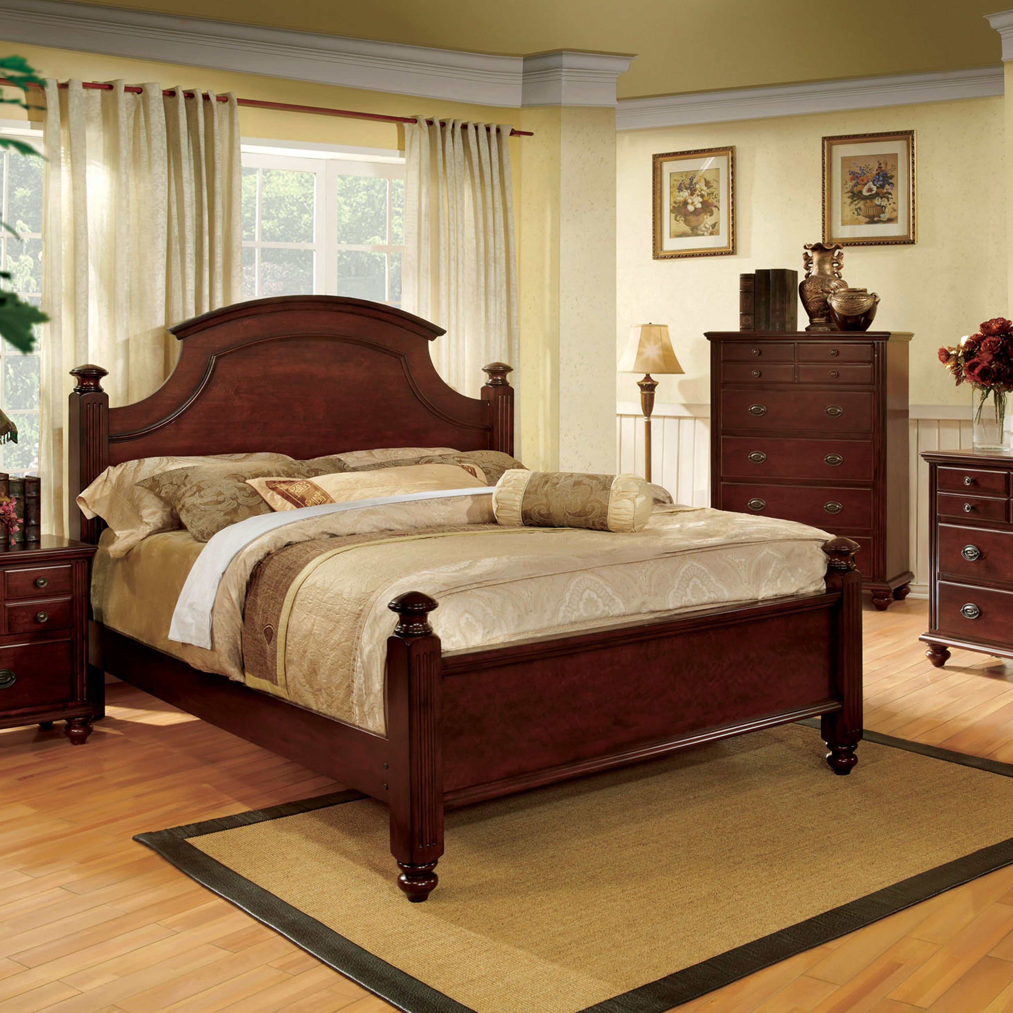 Hedendaags Shop Furniture of America Bow Transitional Cherry Four Poster Bed FX-52