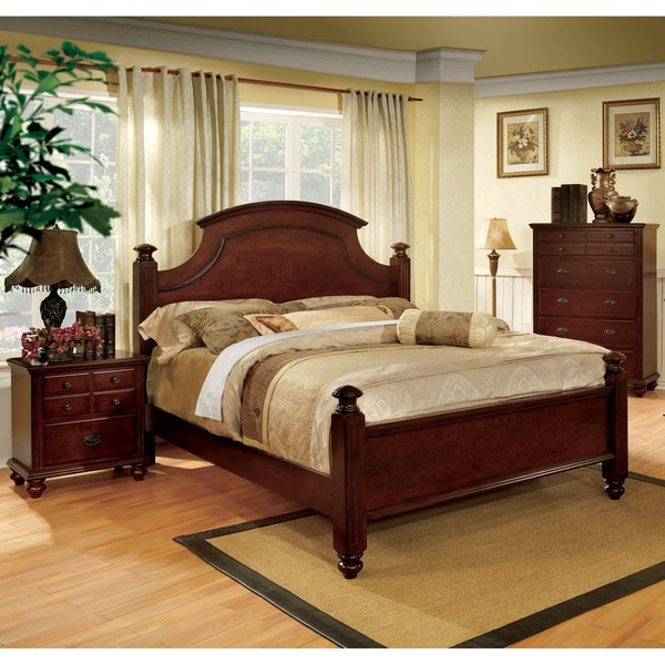 Shop Furniture of America European Style Cherry Four Poster Bed - On