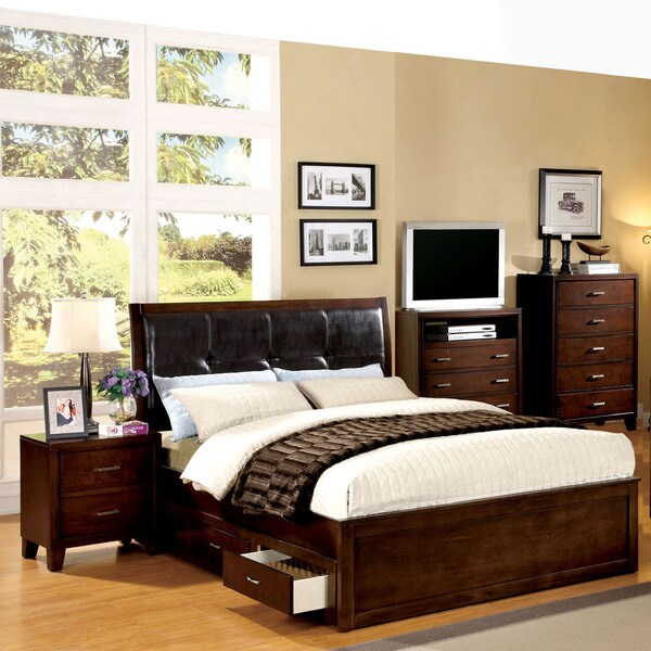 Shop Furniture of America Ricarde Brown Storage Platform Bed - Free ...