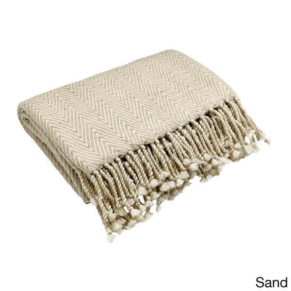 Natural Silk Herringbone Throw Blanket