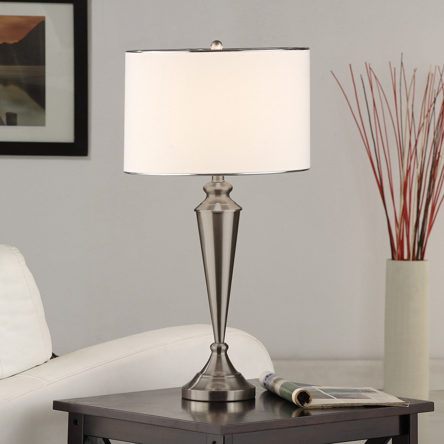 Shop Brushed Nickel Contemporary Table Lamp (Set of 2) - Free Shipping