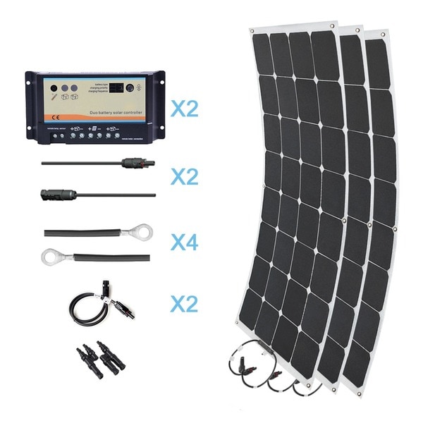 Renogy 300 Watts 12 Volts Monocrystalline Bendable Solar Panel Boat Kit ...