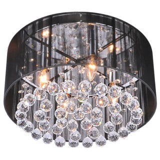 Chandelier with cut crystal drops, black lampshades Chandelier with cut crystal drops, black lampshades