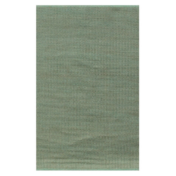 Hand-woven Green Gold Jute Dhurry Rug (6'x9')