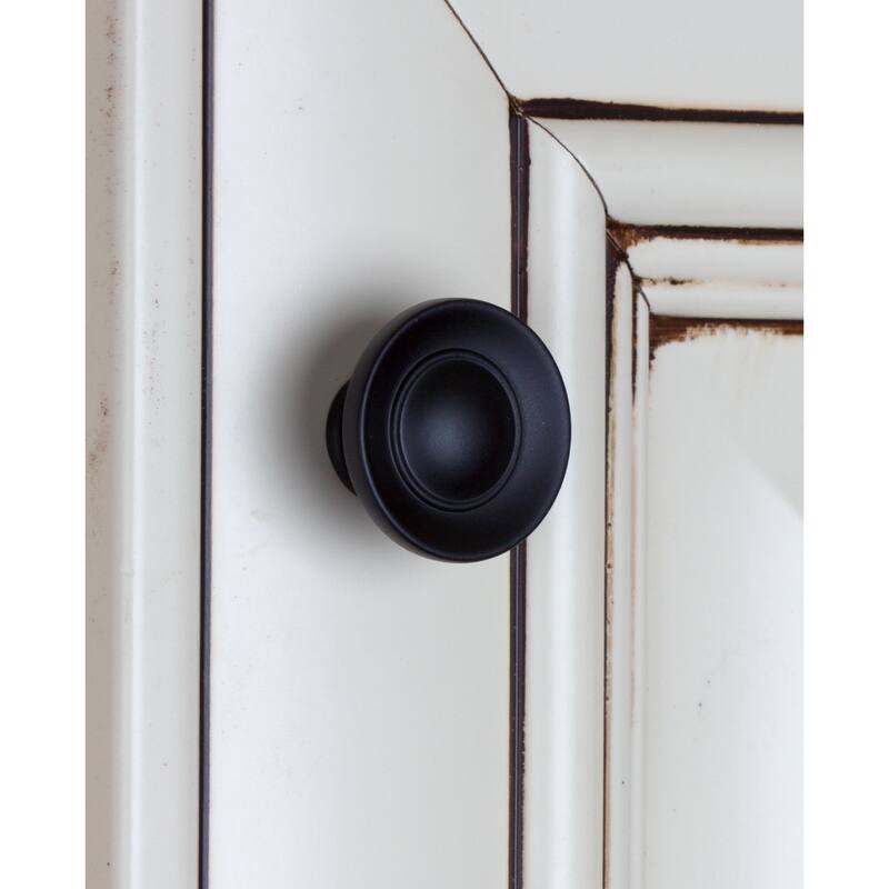 GlideRite 1-inch Matte Black Small Round Ring Button Cabinet Knobs (Pack of 10)