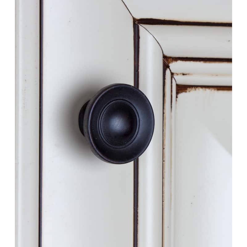 GlideRite 1-inch Oil Rubbed Bronze Small Round Ring Button Cabinet Knobs (Pack of 10)