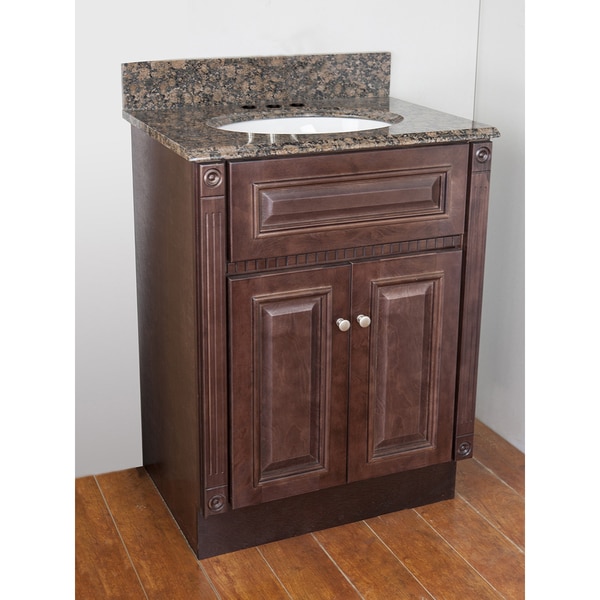 Tempered Glass Top 24 inch Single Sink Bathroom Vanity with Mirror and