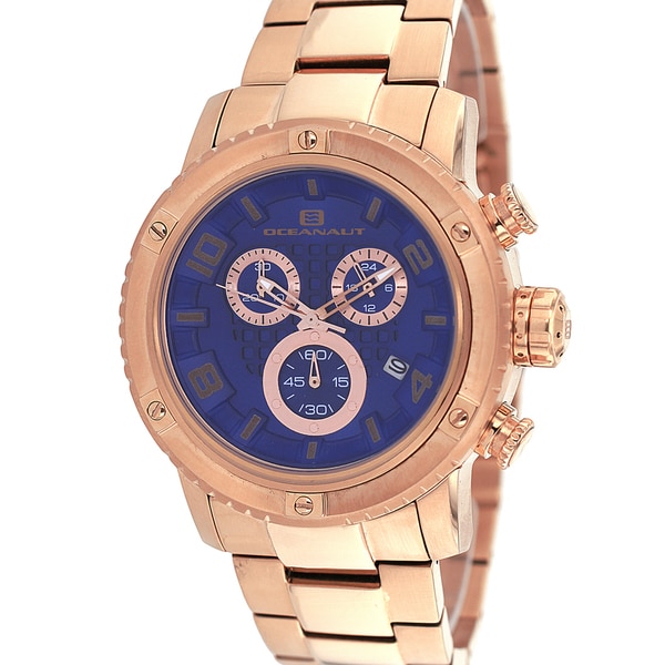 Swiss Precimax Mens Deep Blue Pro III SP13134 Rose Gold Stainless