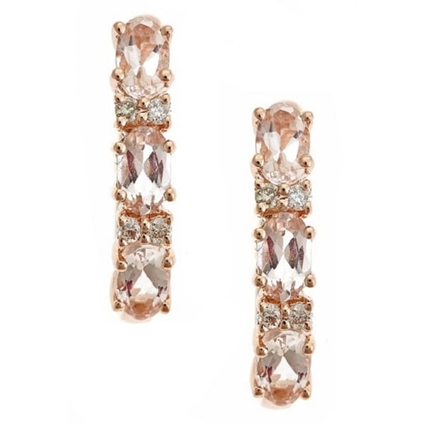 Anika and August 14k Rose Gold Morganite 1/10ct TDW Diamond Earrings