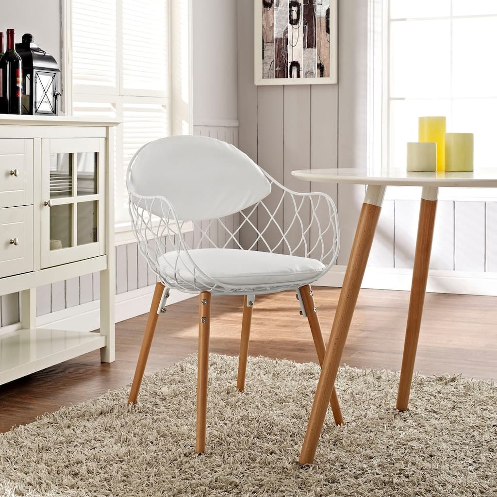 Basket Metal White Dining Mid-century Style Chair