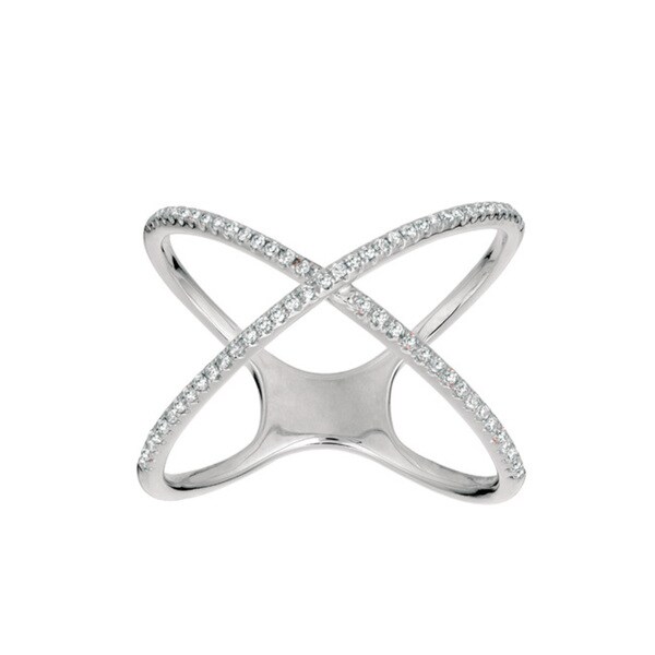 Shop 14k White Gold 1/5ct TDW White Diamond X Ring Free Shipping