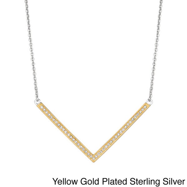 Shop Sterling Silver 1/5ct Diamond Chevron V Necklace Free Shipping