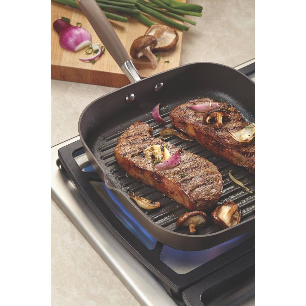 Anolon Advanced Bronze Hard-anodized Nonstick 11-inch Deep Square Grill Pan with Pour Spouts
