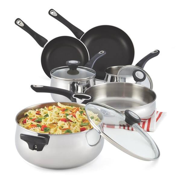 Farberware New Traditions Stainless Steel 12-piece Cookware Set - Bed Bath  & Beyond - 9238561