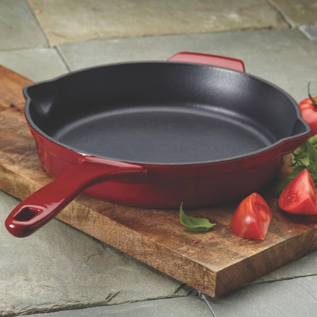 Anolon Vesta Cast Iron Cookware 10-inch Paprika Red Skillet
