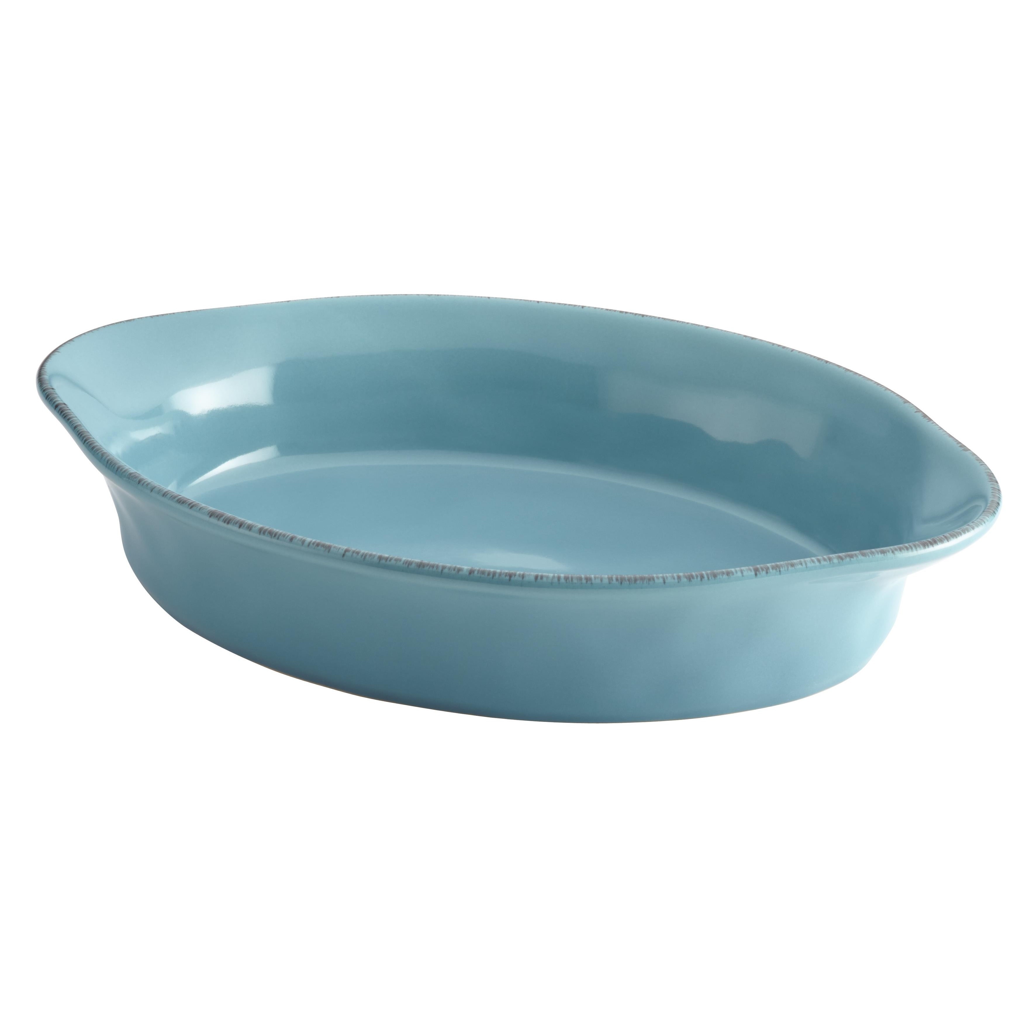 Rachael Ray 9 in. x 13 in. Teal Ceramics Rectangular Baker, Blue