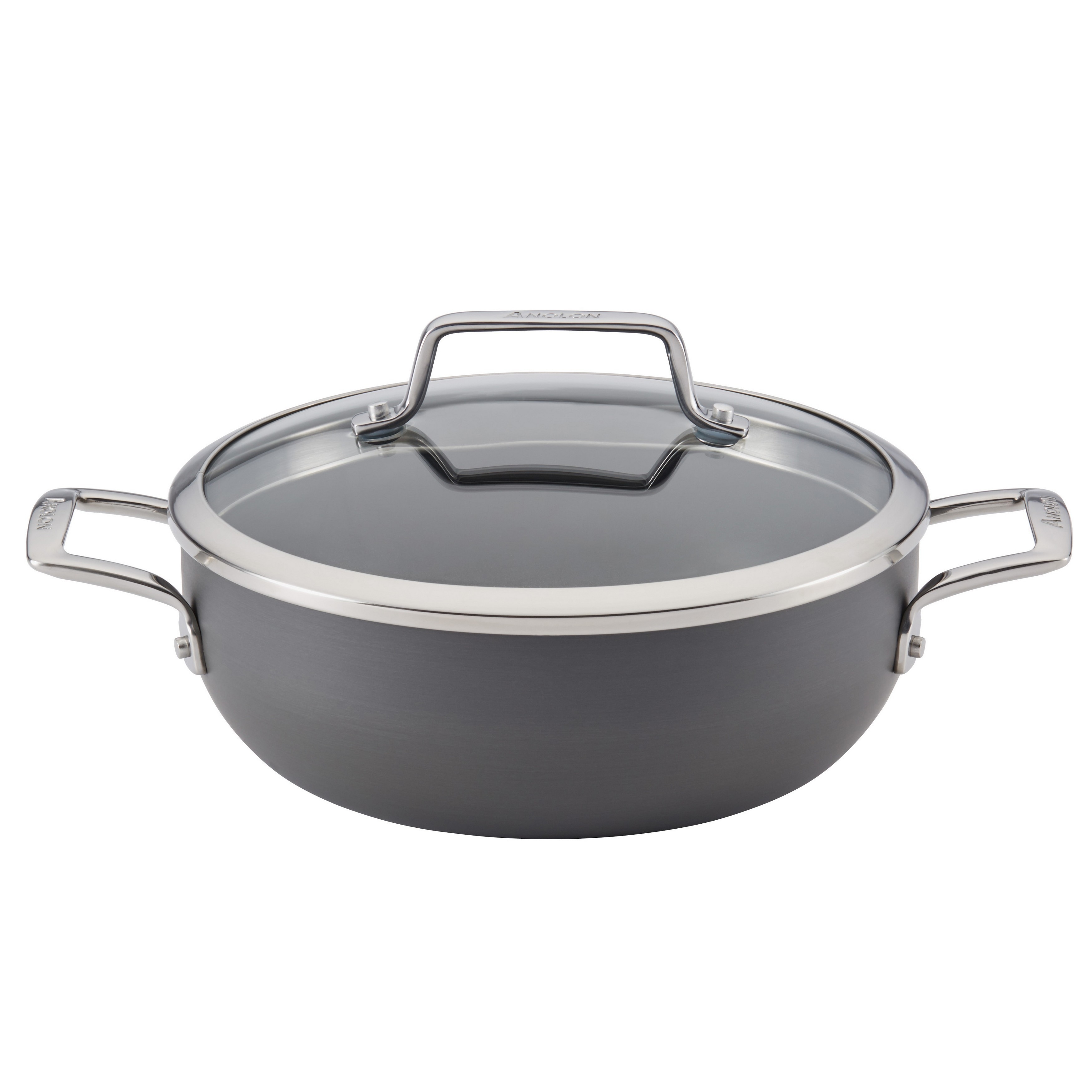 Grey Anolon Advanced Hard-Anodized Nonstick 3.5-Quart Covered Chefs