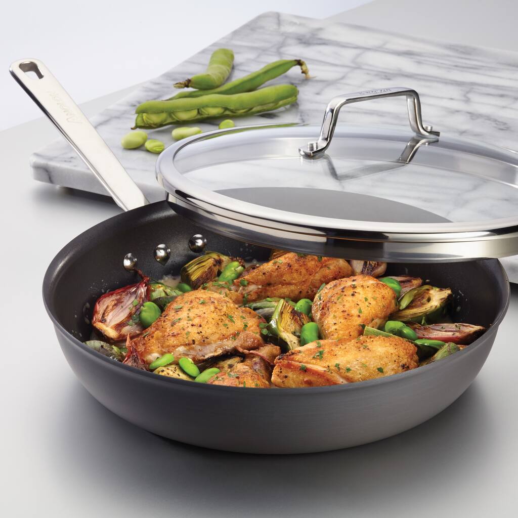 Anolon Authority Hard-anodized Nonstick 12 1/2-inch Grey Covered Deep Skillet