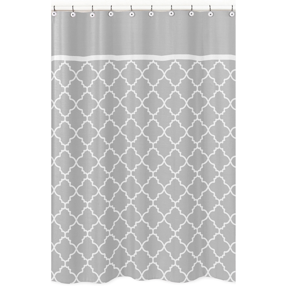 grey and white shower curtain