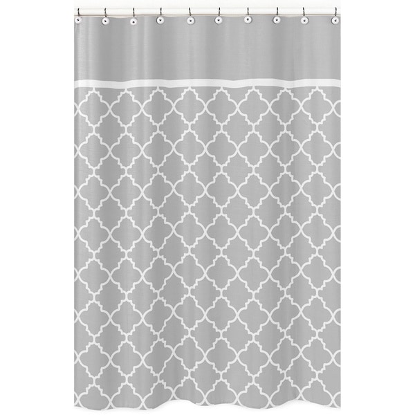 Shop Sweet Jojo Designs  Grey  White Trellis Shower  Curtain  