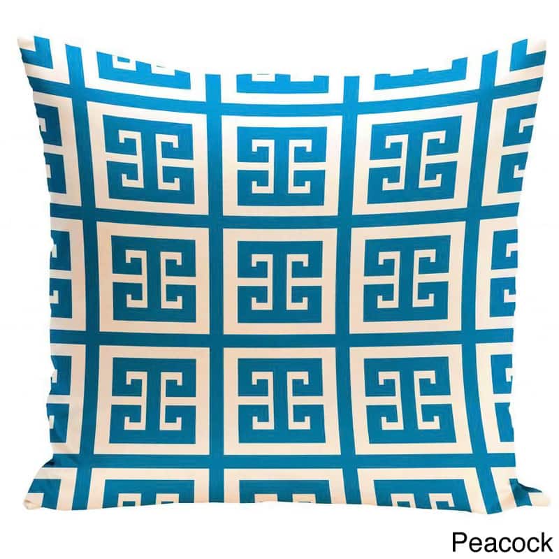 20 x 20-inch Large Greek Key Print Geometric Decorative Throw Pillow - Peacock-20