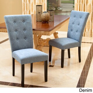 Christopher Knight Home Angelina Dining Chair (Set of 2) by (Upholstered/Wood - Denim Blue - Polyester Blend - Parson Chairs/Side Chairs)