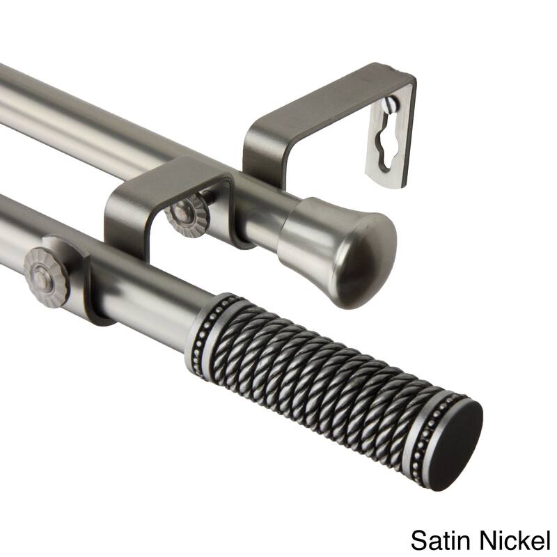 InStyleDesign Yarn Adjustable Double Curtain Rod - 28 to 48 inches - satin nickel