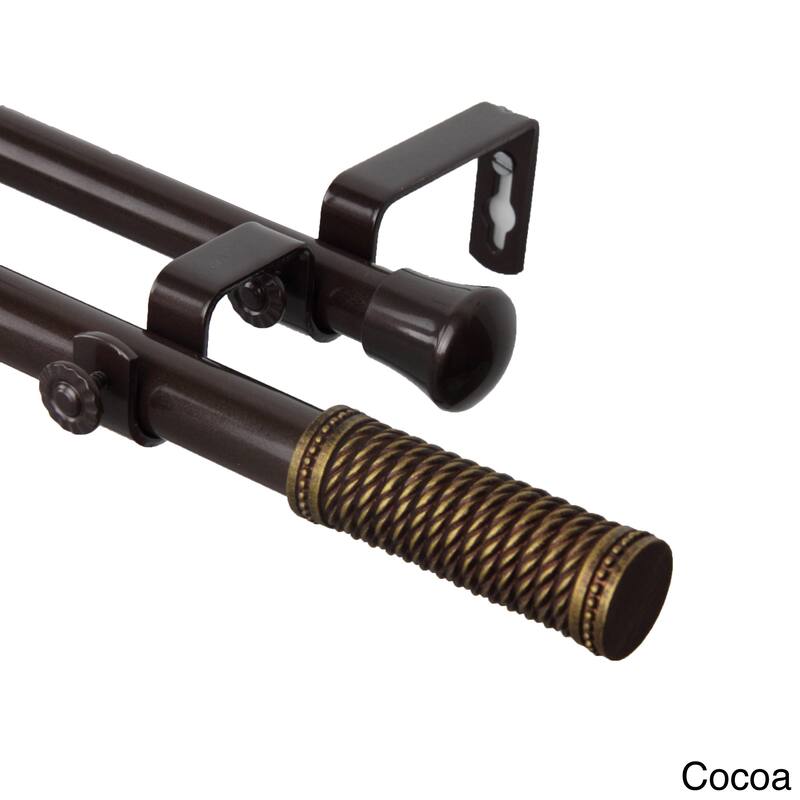 InStyleDesign Yarn Adjustable Double Curtain Rod - 28 to 48 inches - Cocoa