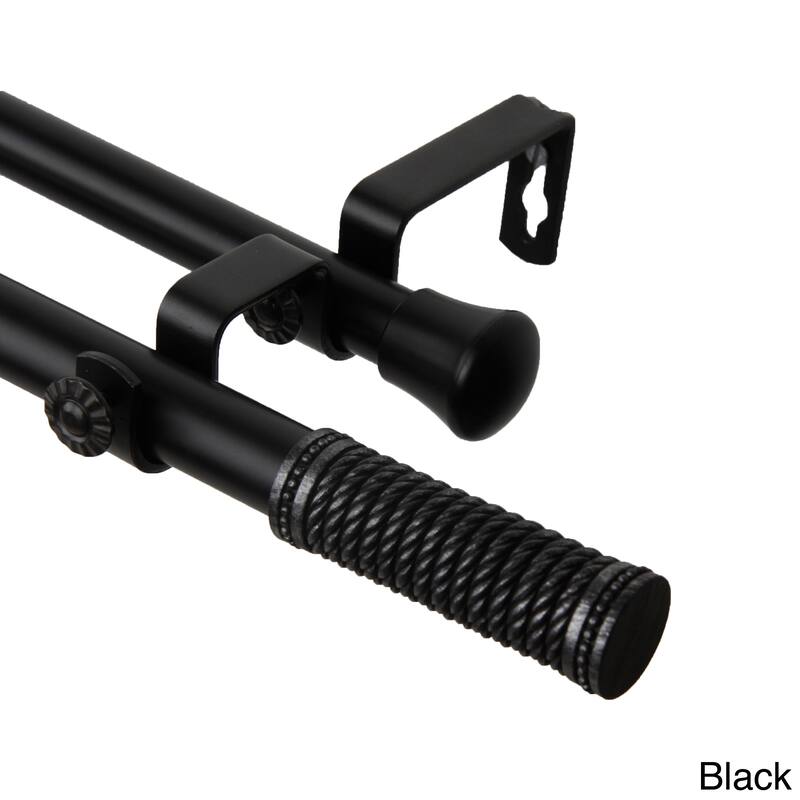 InStyleDesign Yarn Adjustable Double Curtain Rod - 28 to 48 inches - Black