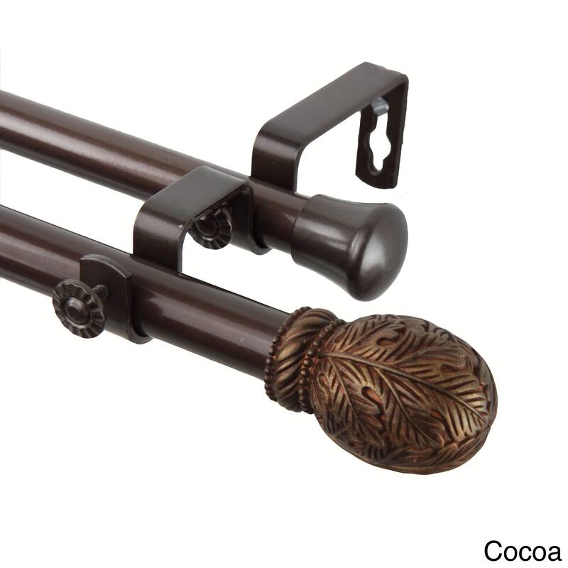 InStyleDesign Laurel Adjustable Double Curtain Rod - 28 to 48 inches - Cocoa