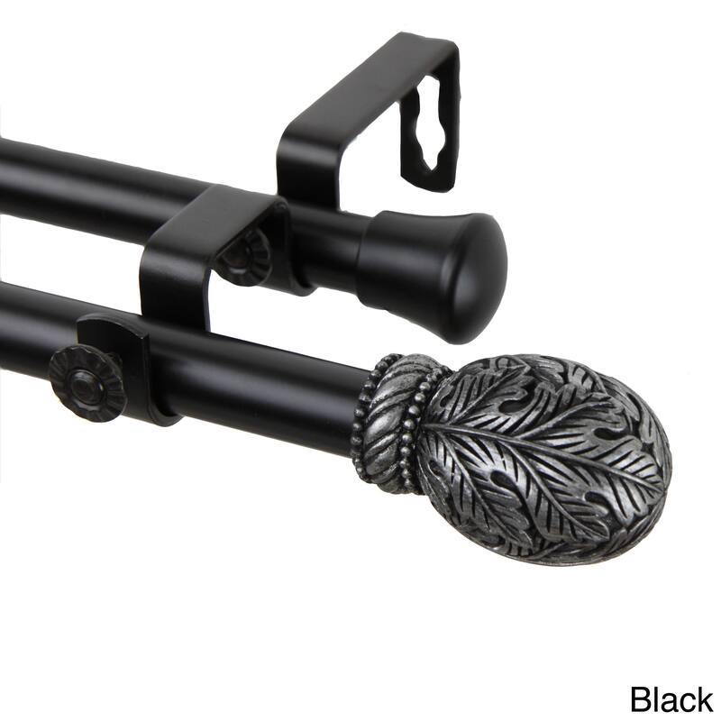 InStyleDesign Laurel Adjustable Double Curtain Rod - 28 to 48 inches - Black