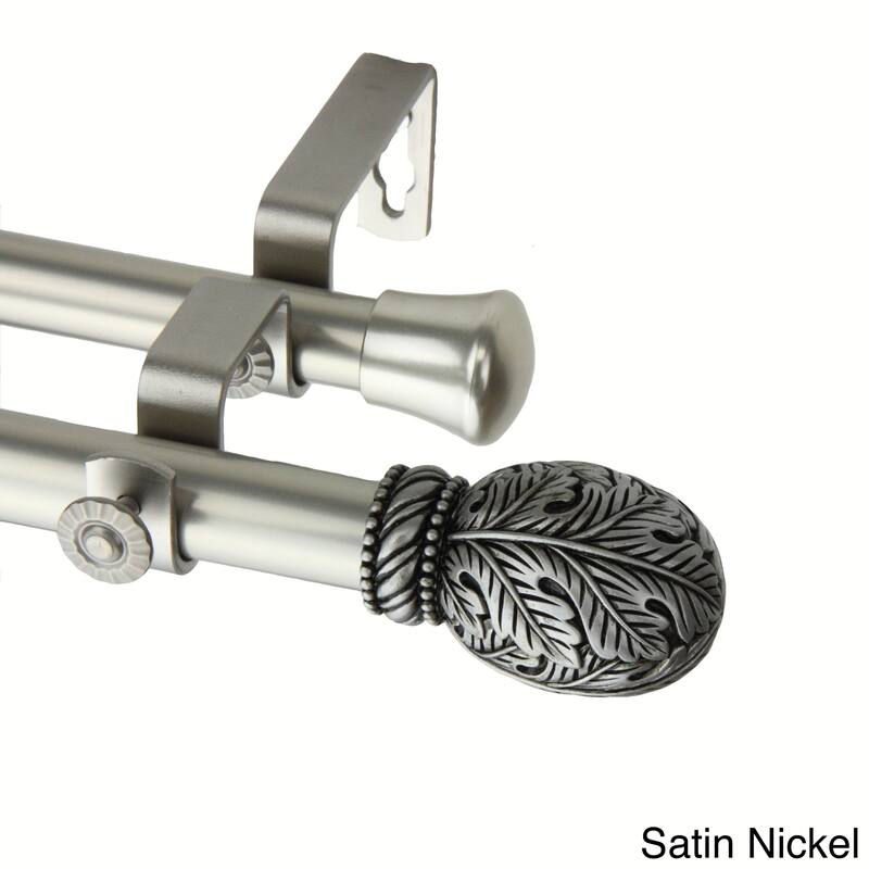 InStyleDesign Laurel Adjustable Double Curtain Rod - 28 to 48 inches - satin nickel