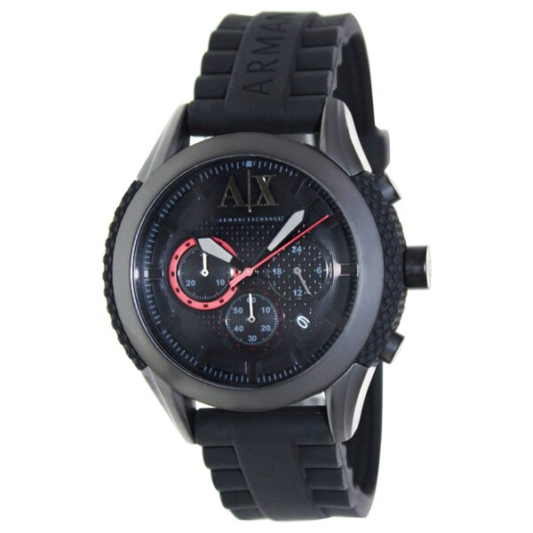 Shop Armani Exchange Men's Black Silicone Quartz Watch with Black Dial ...