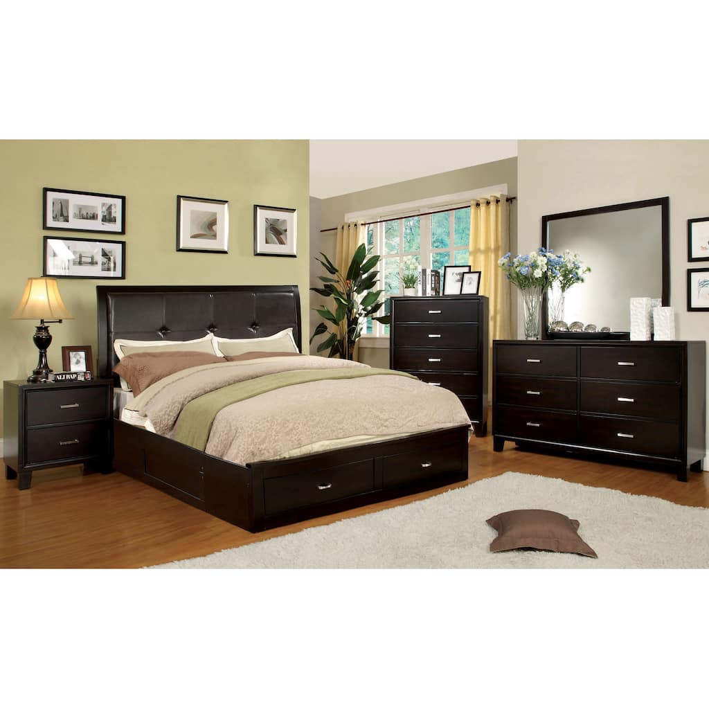 Furniture of America York Contemporary Solid Wood Storage Platform Bed
